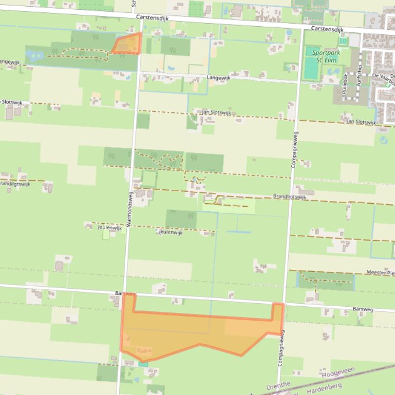 Kaart van postcodegebied 7916TX.