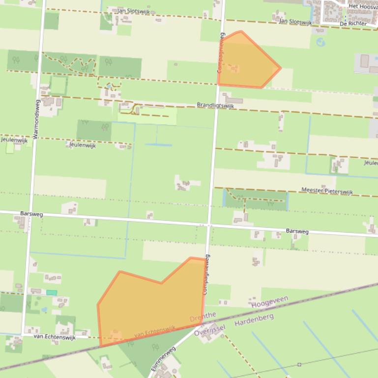Kaart van postcodegebied 7916TZ.