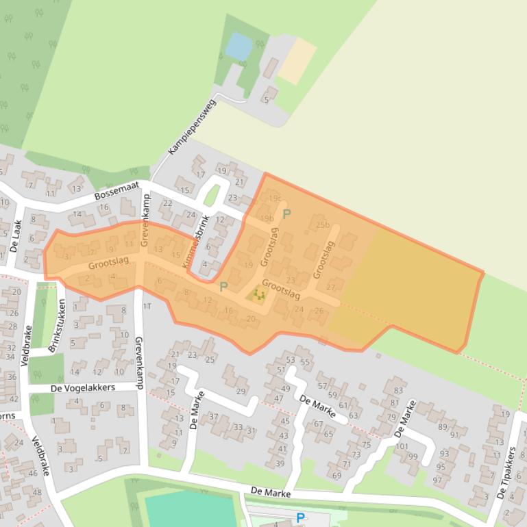 Kaart van postcodegebied 7933RL.
