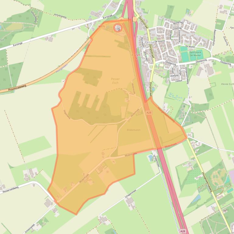 Kaart van postcodegebied 7933TG.