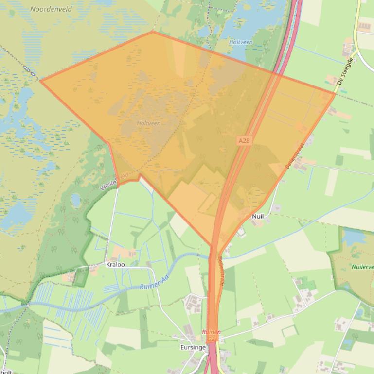 Kaart van postcodegebied 7933TS.
