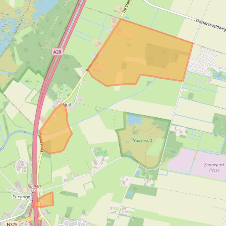 Kaart van postcodegebied 7933TT.