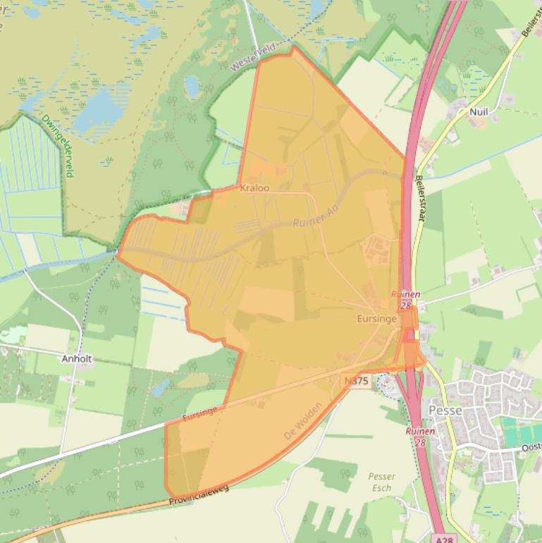 Kaart van postcodegebied 7935.