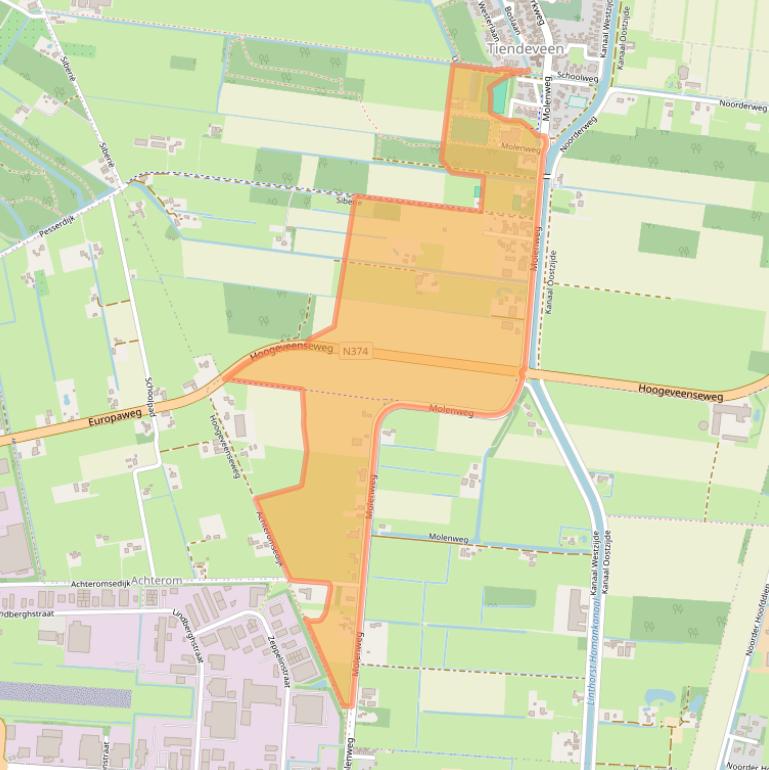 Kaart van postcodegebied 7936PB.