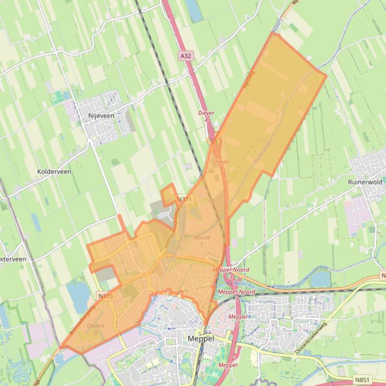 Kaart van postcodegebied 7942.