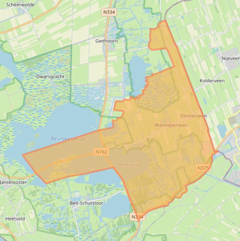 Kaart van postcodegebied 7946.