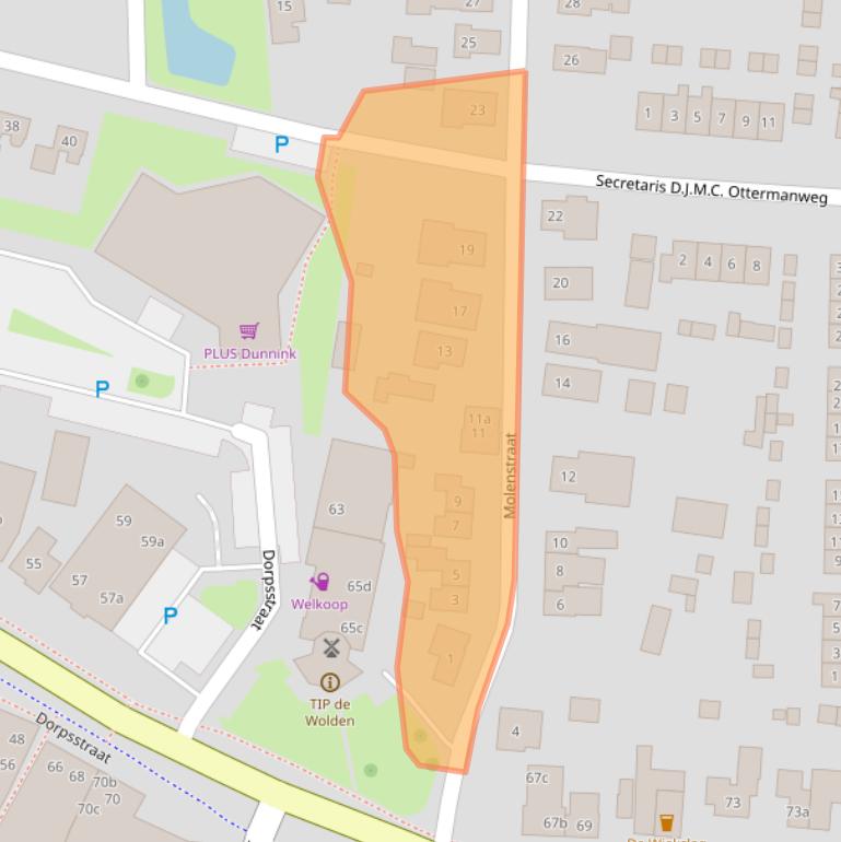 Kaart van postcodegebied 7957CG.