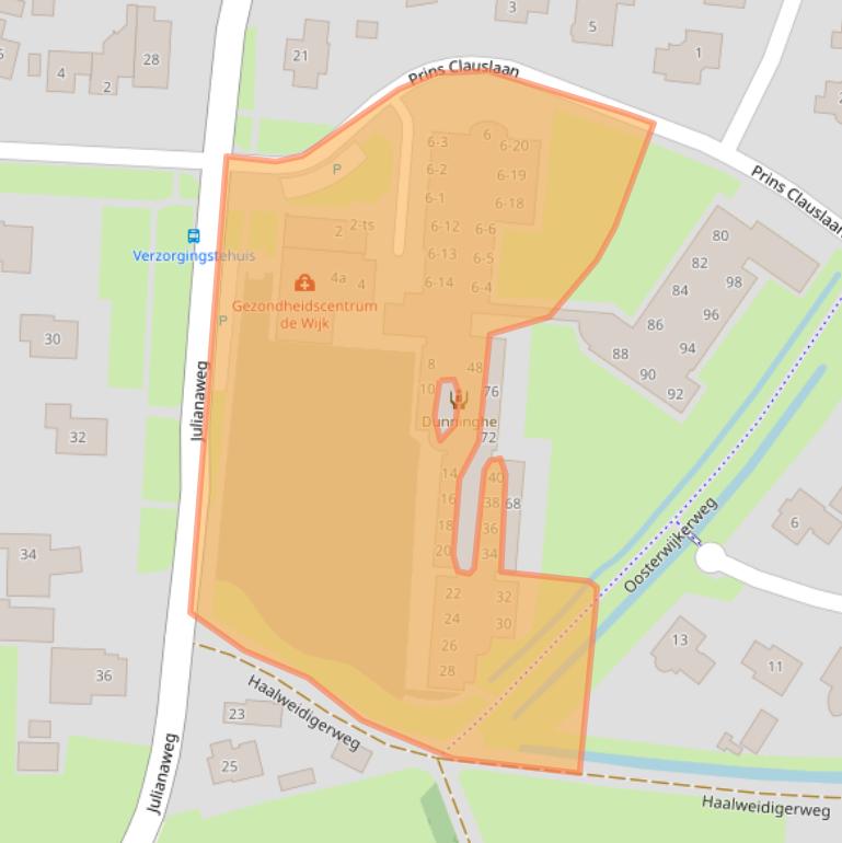 Kaart van postcodegebied 7957EA.