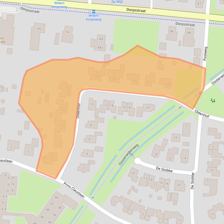 Kaart van postcodegebied 7957EE.