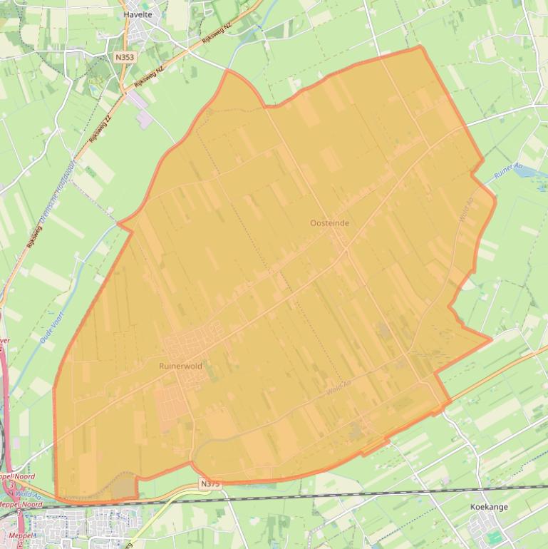 Kaart van postcodegebied 7961.