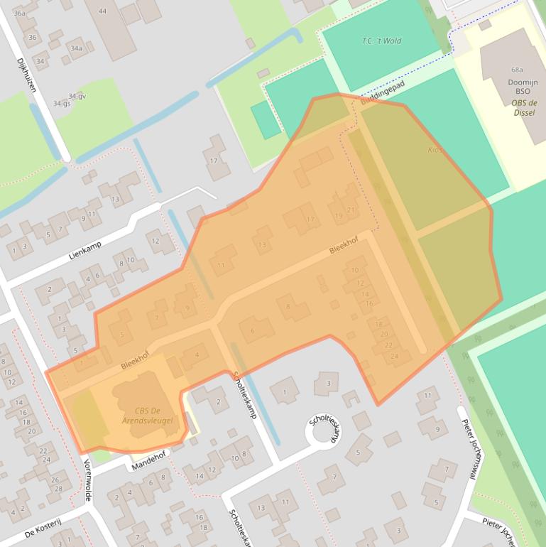 Kaart van postcodegebied 7961AW.