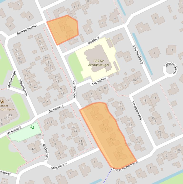 Kaart van postcodegebied 7961AX.