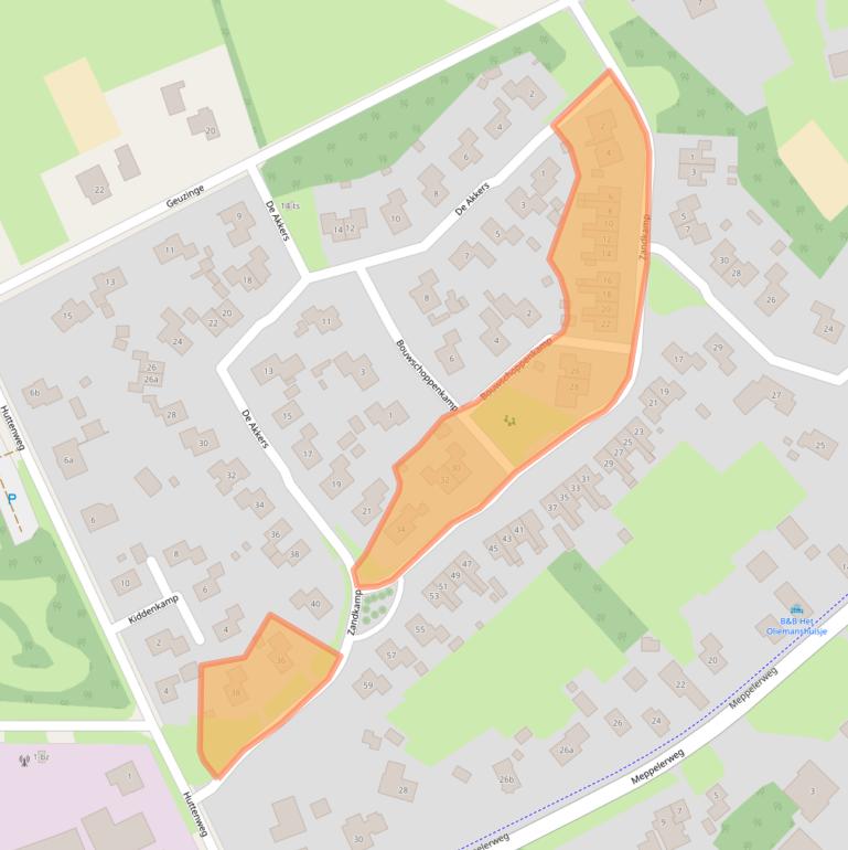 Kaart van postcodegebied 7963EC.