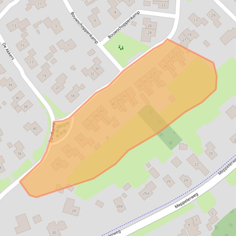 Kaart van postcodegebied 7963EE.