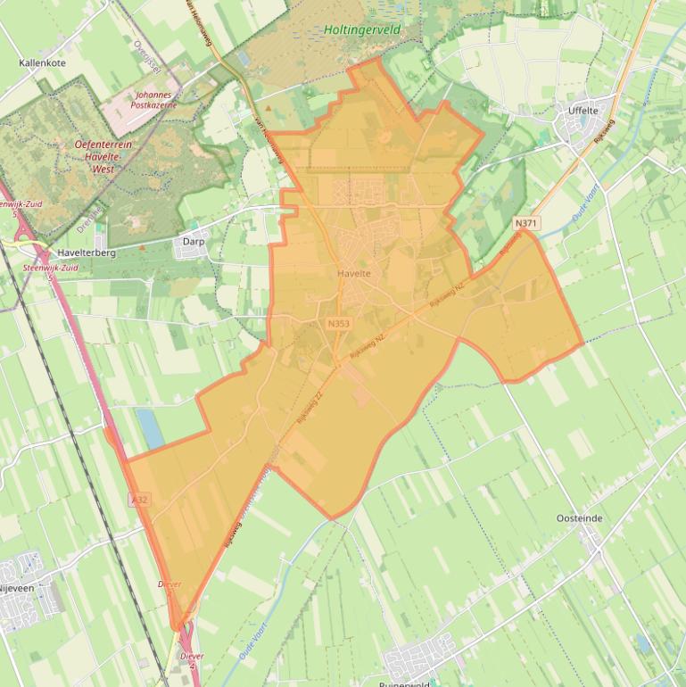 Kaart van postcodegebied 7971.