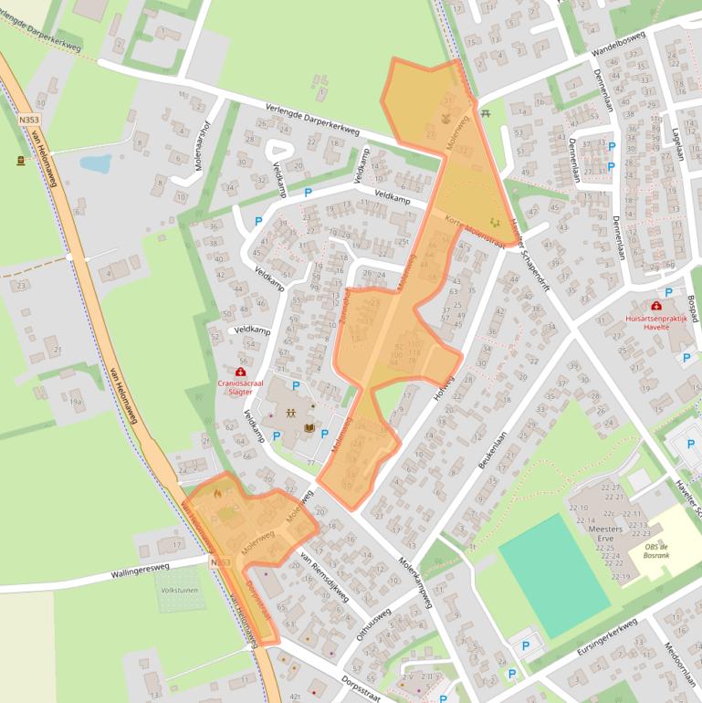 Kaart van postcodegebied 7971BJ.