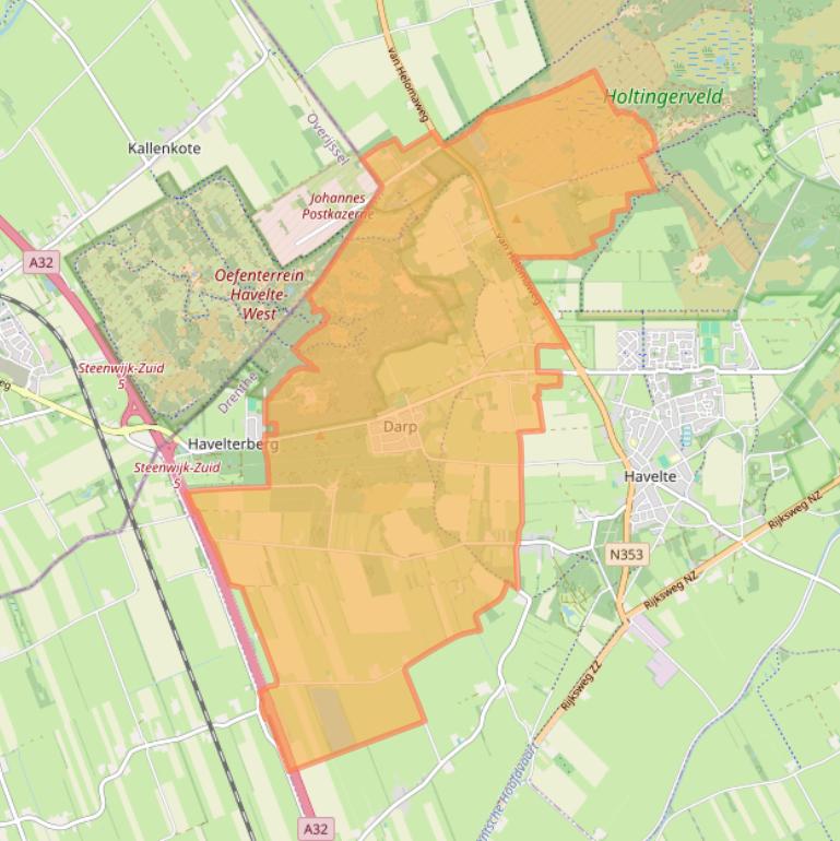 Kaart van postcodegebied 7973.