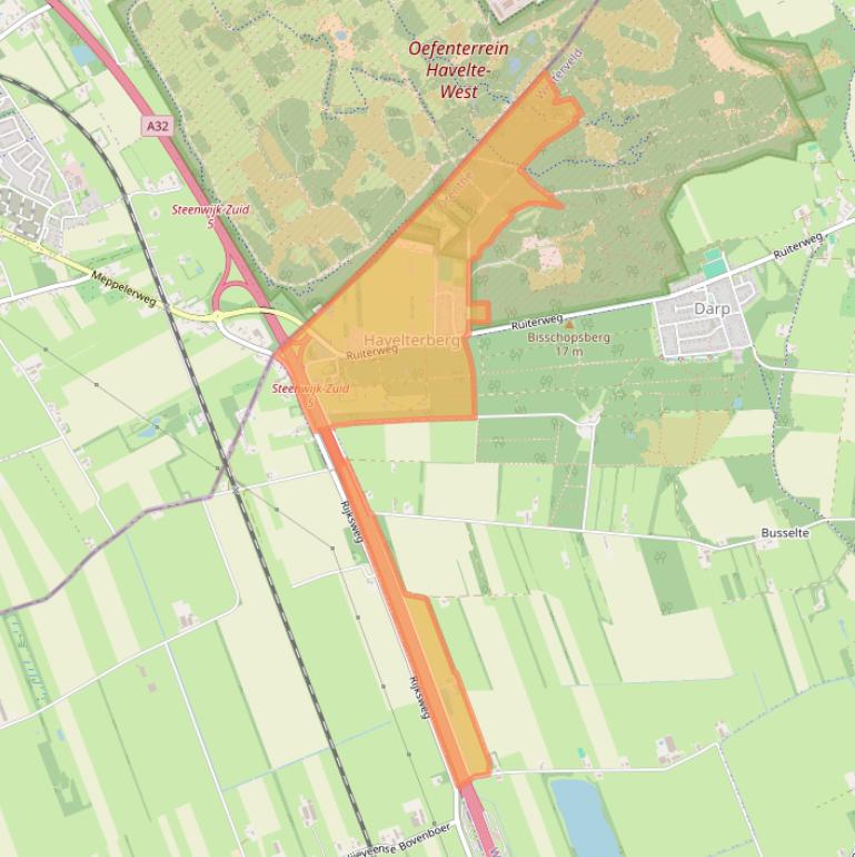 Kaart van postcodegebied 7974.