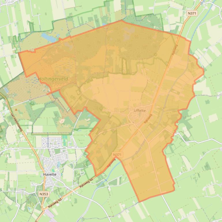 Kaart van postcodegebied 7975.