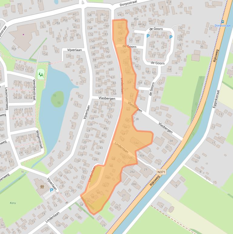 Kaart van postcodegebied 7975AJ.