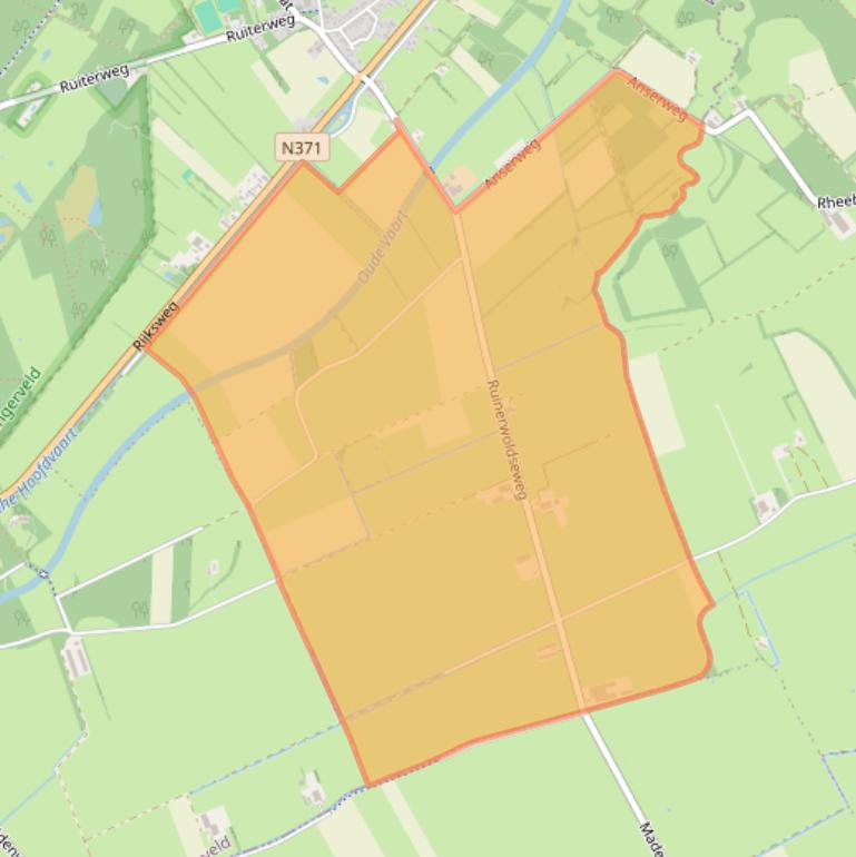 Kaart van postcodegebied 7975PD.