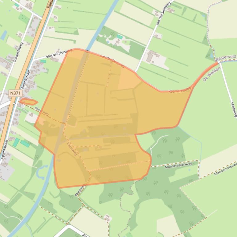 Kaart van postcodegebied 7975PJ.