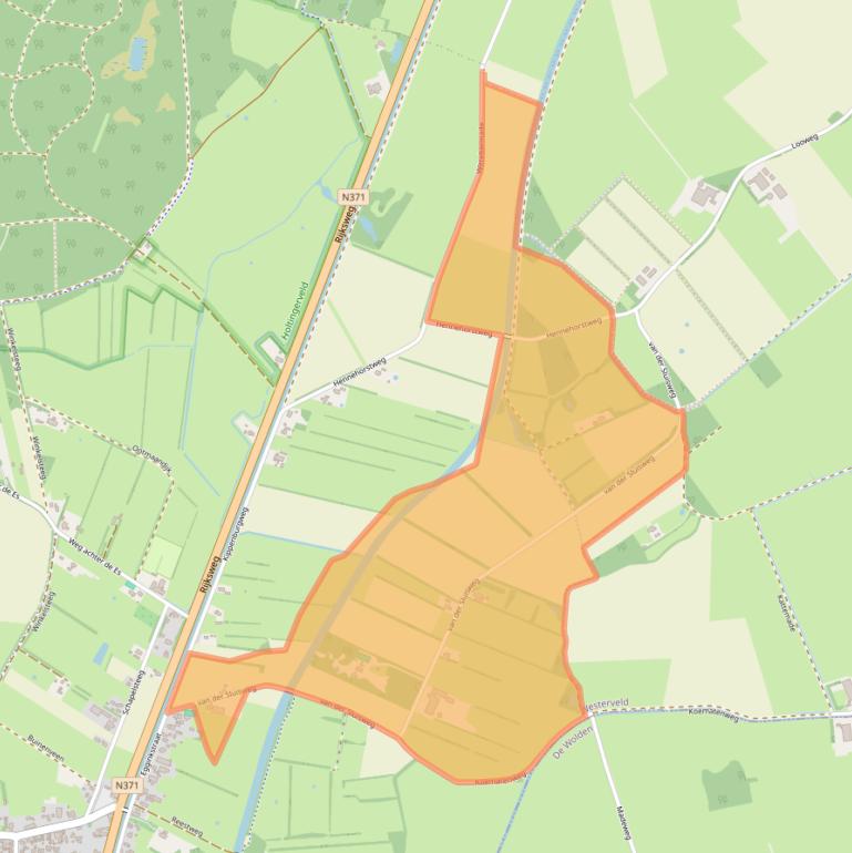 Kaart van postcodegebied 7975PL.