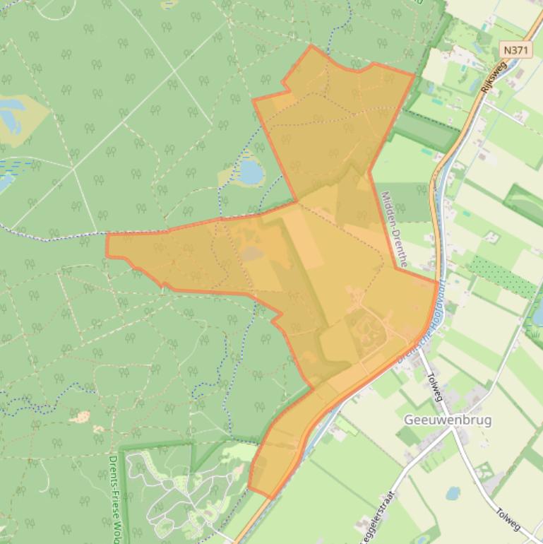 Kaart van postcodegebied 7985.