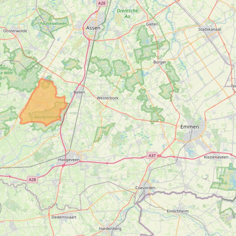 Kaart van postcodegebied 7991.