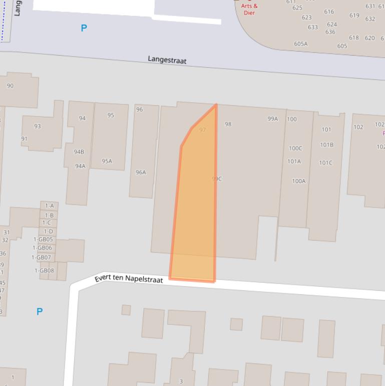 Kaart van postcodegebied 7991GG.