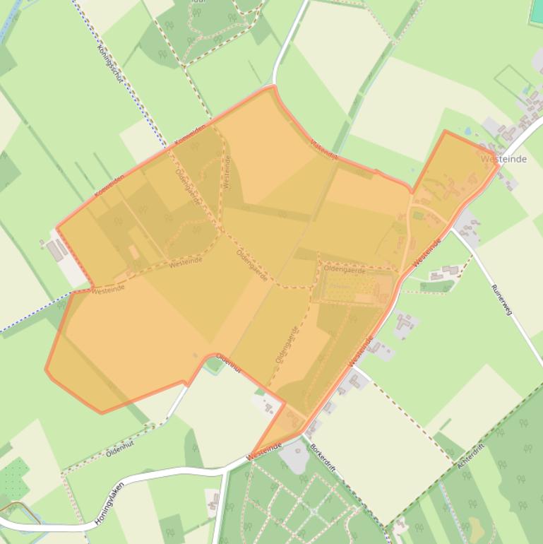 Kaart van postcodegebied 7991RT.