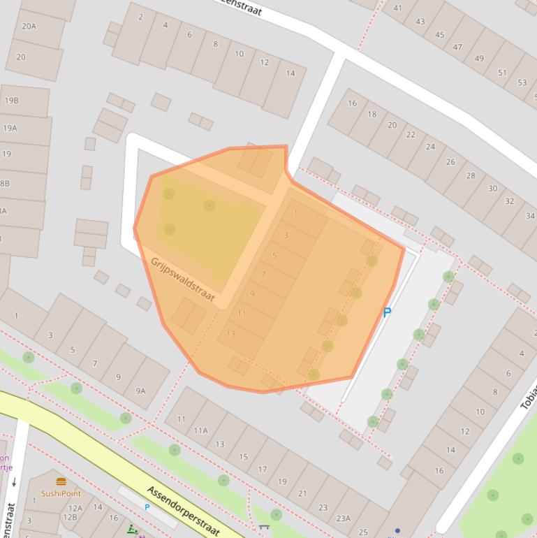 Kaart van postcodegebied 8011EV.