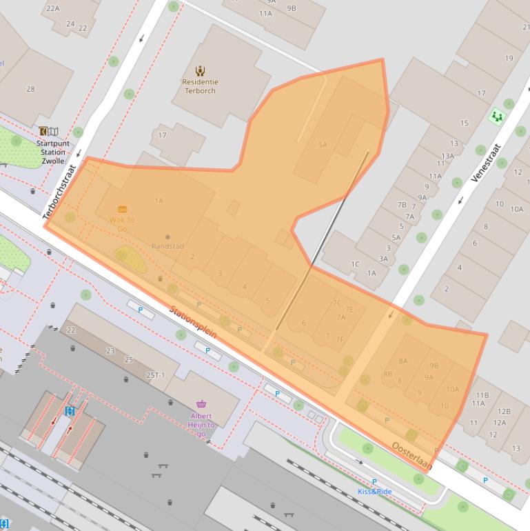 Kaart van postcodegebied 8011GA.