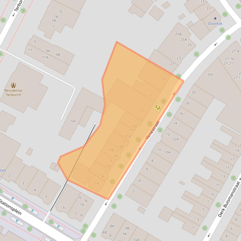 Kaart van postcodegebied 8011GJ.