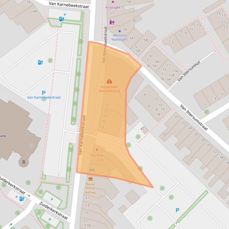 Kaart van postcodegebied 8011JB.