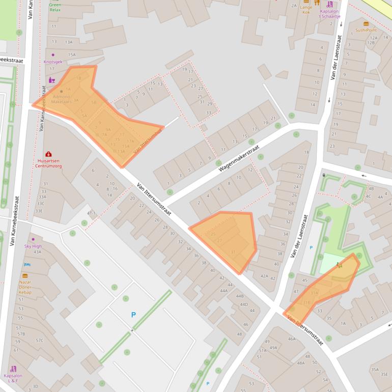 Kaart van postcodegebied 8011JN.
