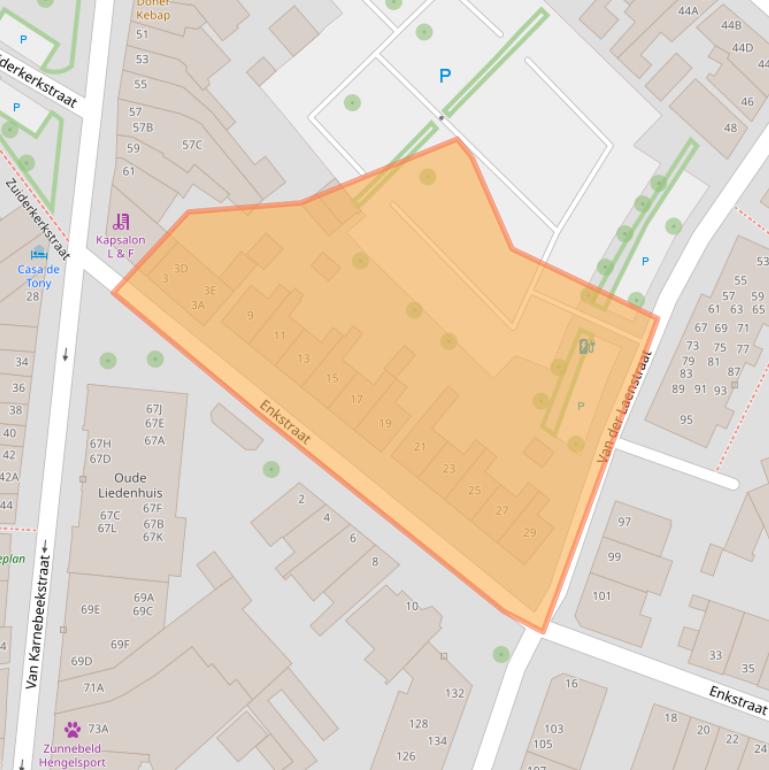 Kaart van postcodegebied 8011JS.