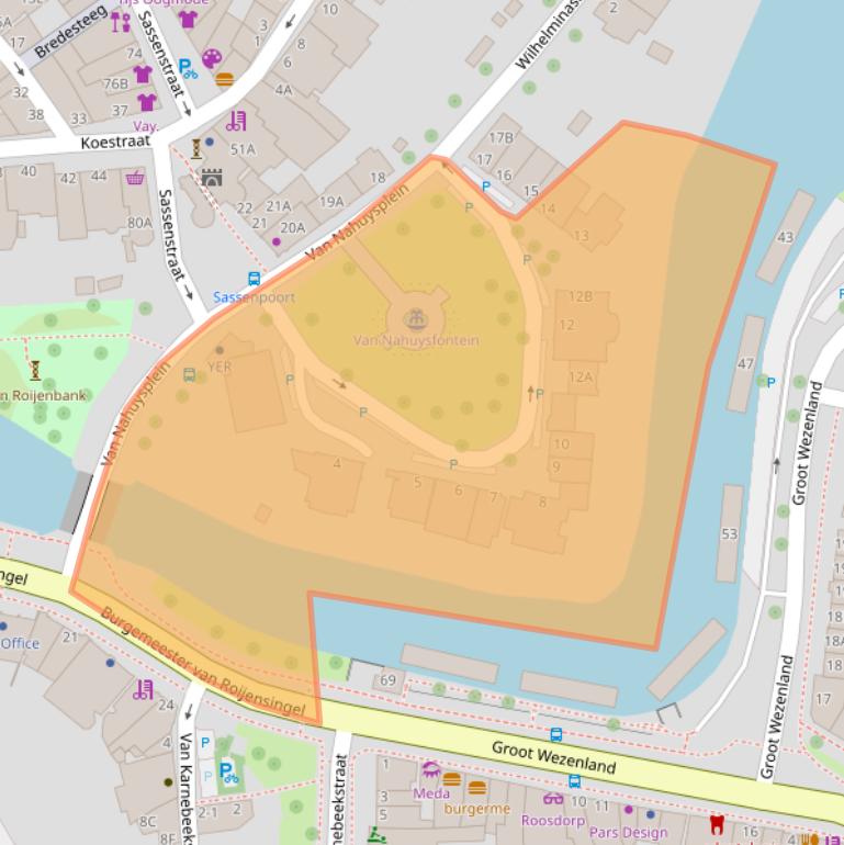 Kaart van postcodegebied 8011NB.
