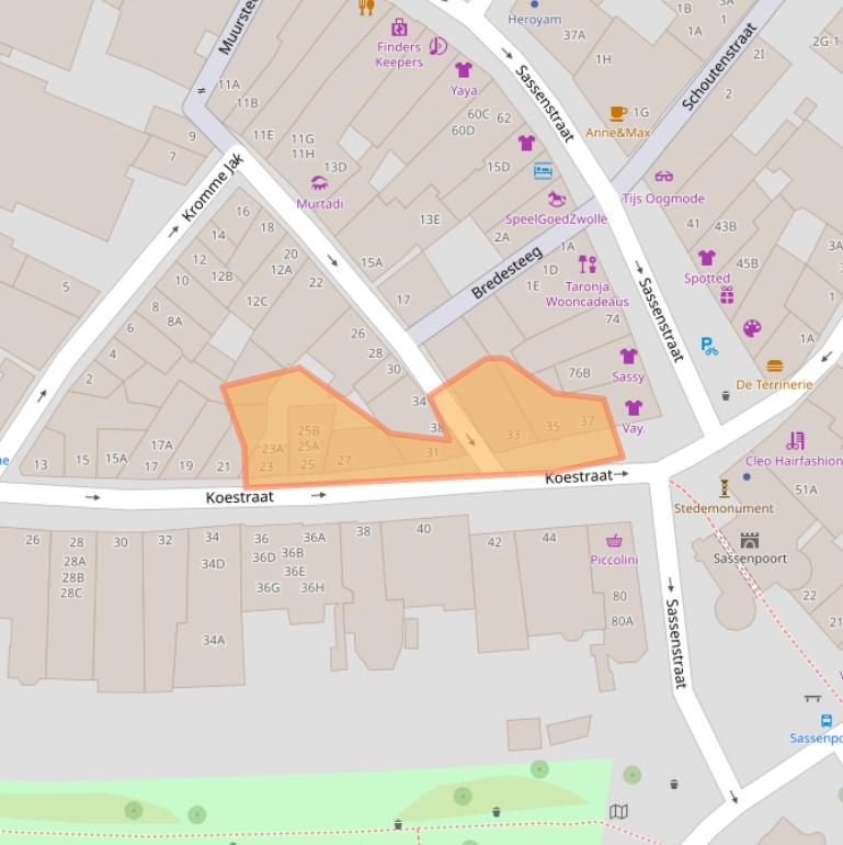 Kaart van postcodegebied 8011NJ.
