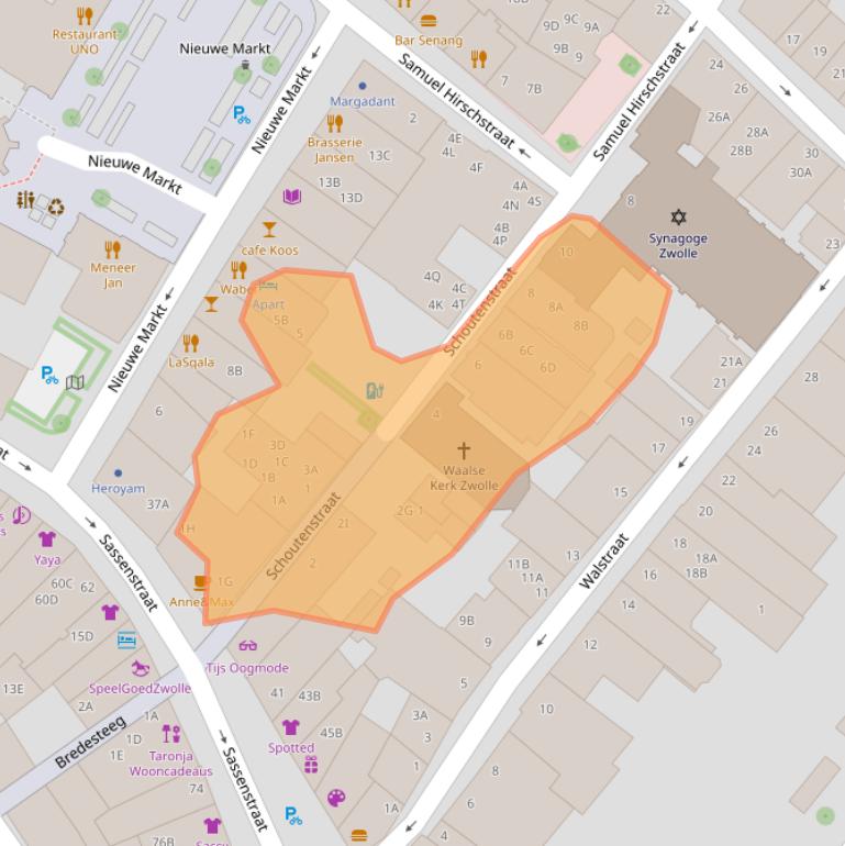 Kaart van postcodegebied 8011NX.