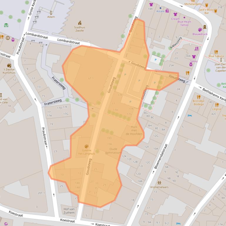 Kaart van postcodegebied 8011PP.