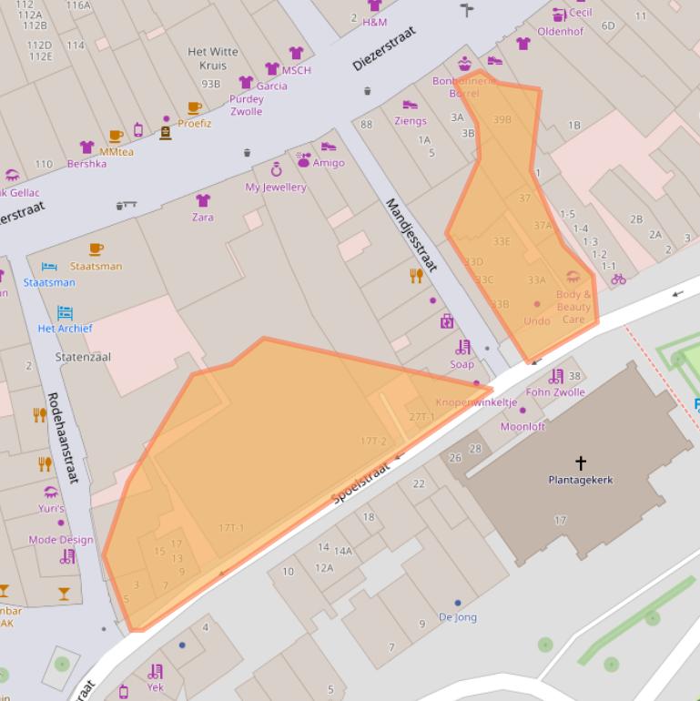 Kaart van postcodegebied 8011RW.