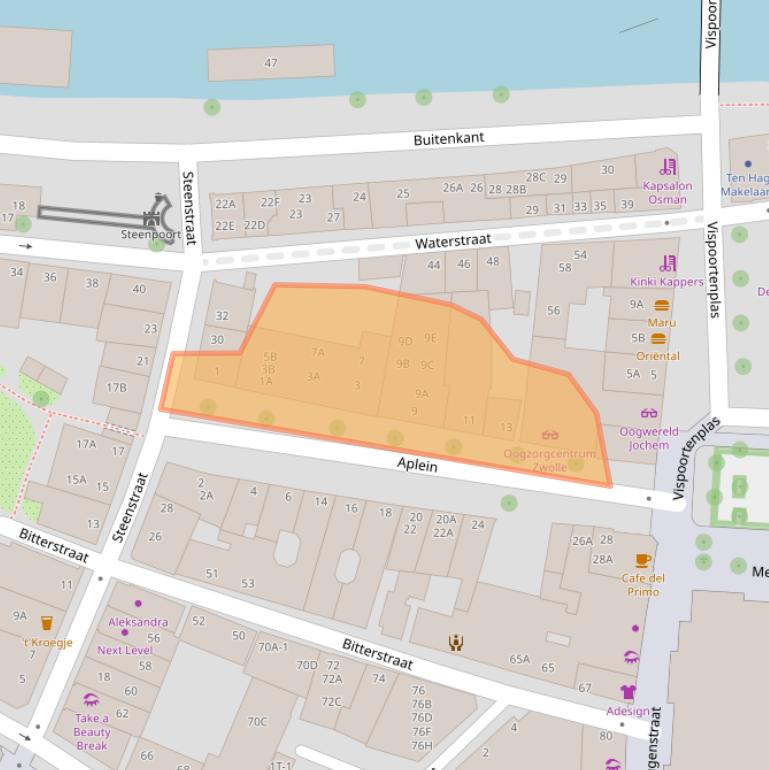 Kaart van postcodegebied 8011TJ.