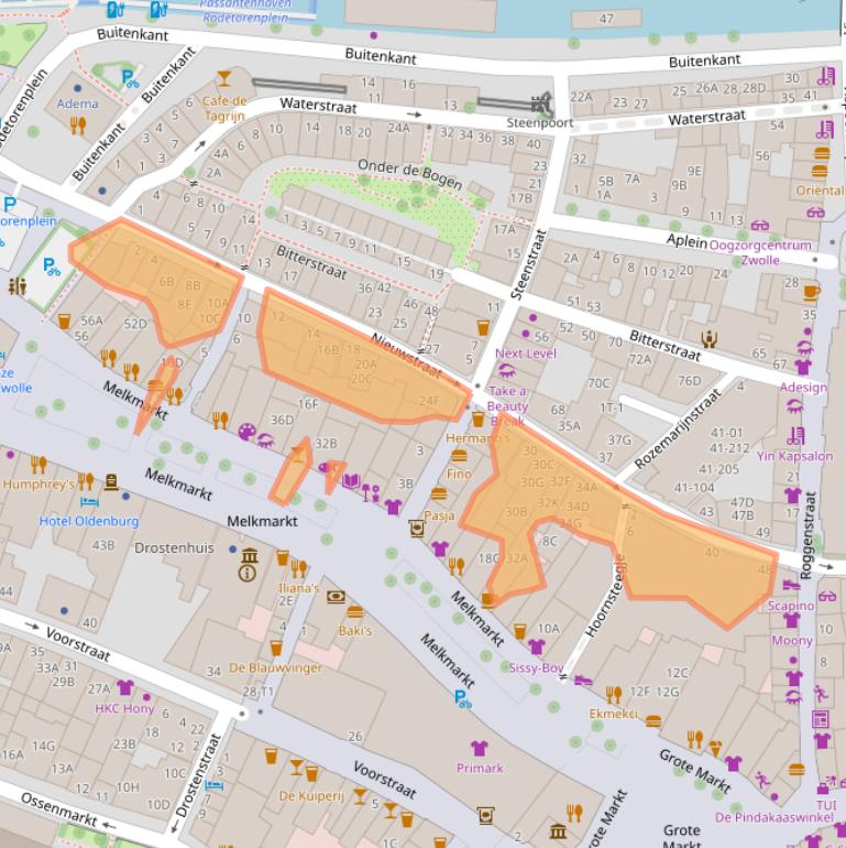Kaart van postcodegebied 8011TP.
