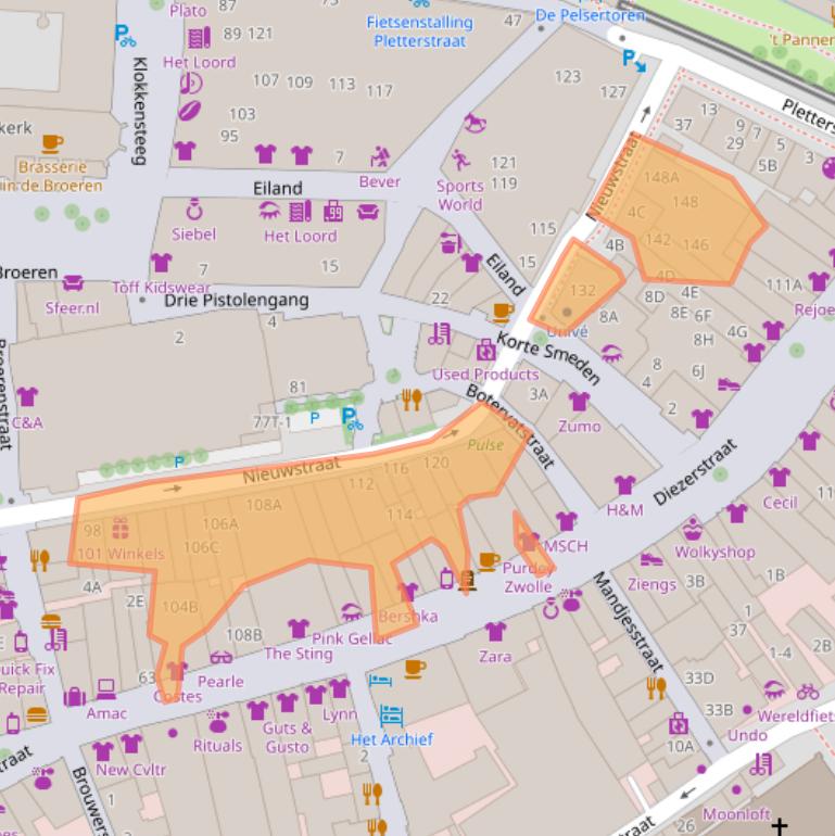 Kaart van postcodegebied 8011TS.