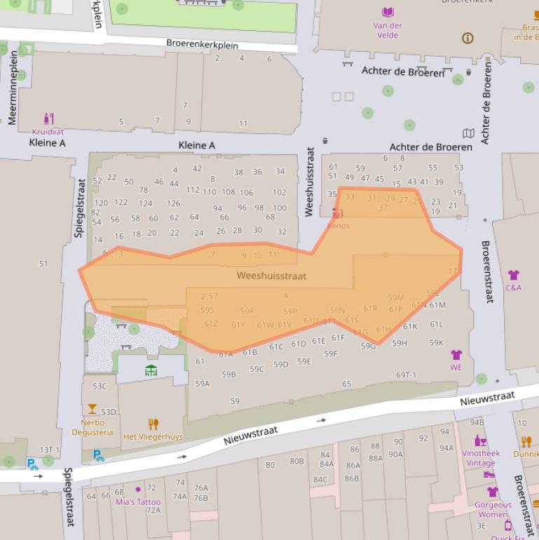 Kaart van postcodegebied 8011TZ.