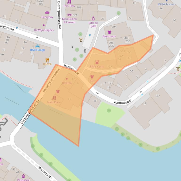 Kaart van postcodegebied 8011VW.