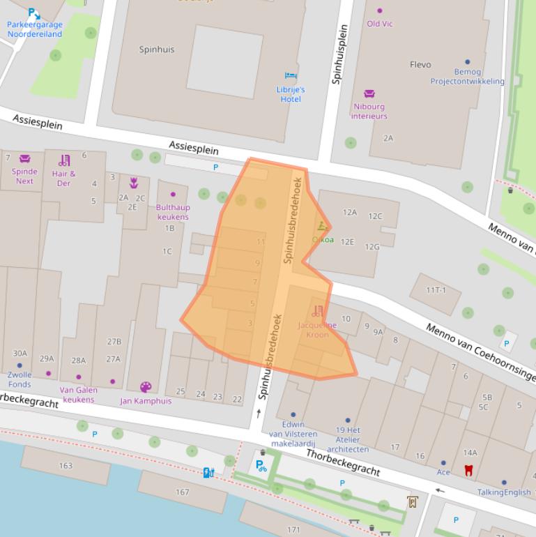 Kaart van postcodegebied 8011XC.