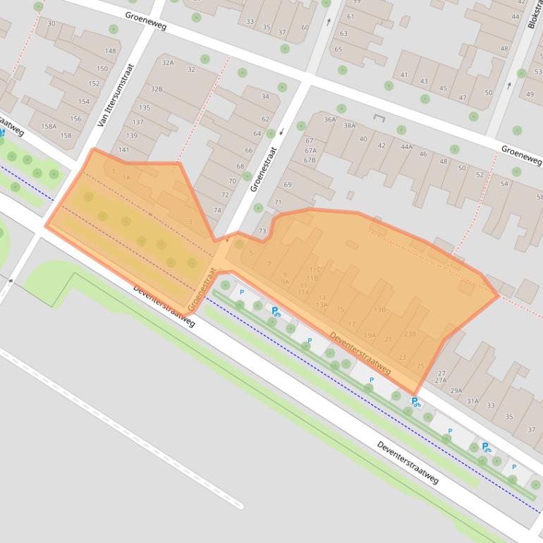 Kaart van postcodegebied 8012AA.