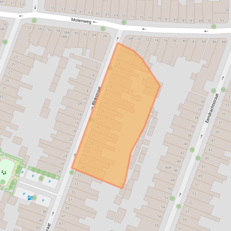 Kaart van postcodegebied 8012AW.